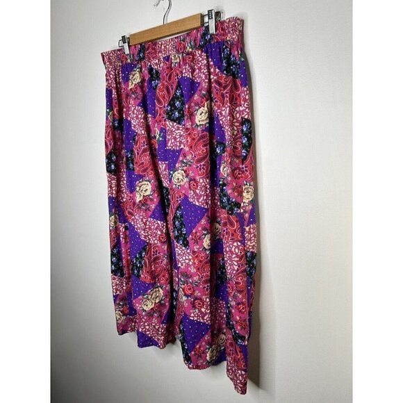 Plus Preferred Vintage Paisley Floral Elastic Waist Knee Length Skirt Size 20W - Picture 3 of 10